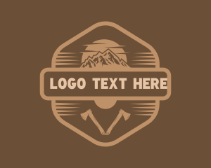 Camper - Mountain Axe Adventure logo design