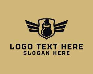 Weightlifting - Kettlebell Shield Gym logo design