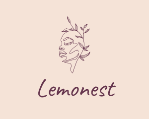 Beauty Leaf Female Head Logo