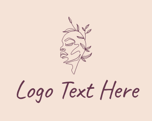 Beauty Leaf Female Head Logo