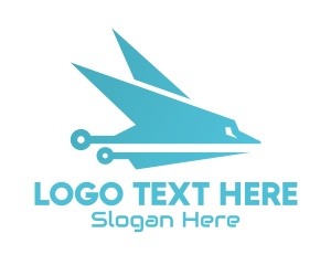Paper Plane - Bird Blue Airplane logo design