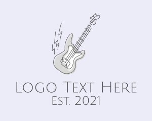 Guitar Band - Electric Guitar Line Art logo design