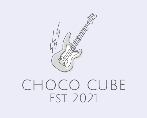 Singer - Electric Guitar Line Art logo design