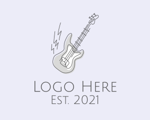Musical Instrument - Electric Guitar Line Art logo design