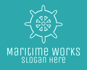 Blue Ship Wheel logo design