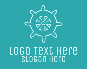 Steering Wheel - Blue Ship Wheel logo design