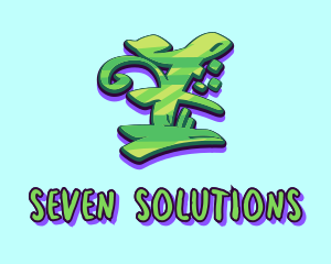 Seven - Green Graffiti Art Number 7 logo design