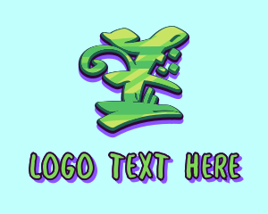 Music Label - Green Graffiti Art Number 7 logo design
