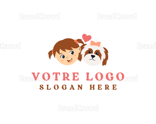 Cute Girl Dog Logo