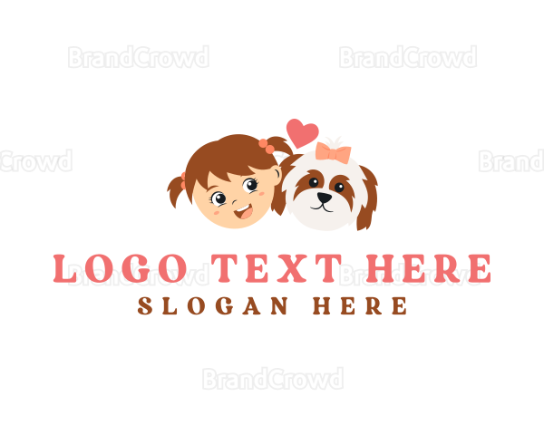 Cute Girl Dog Logo