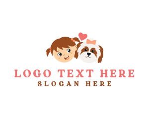 Kids - Cute Girl Dog logo design