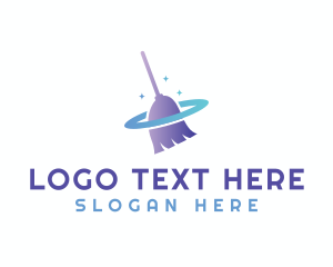 Clean - Janitorial Cleaning Broom logo design