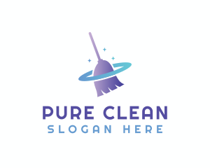 Janitorial Cleaning Broom logo design