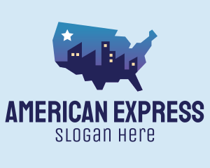 USA American Map City logo design