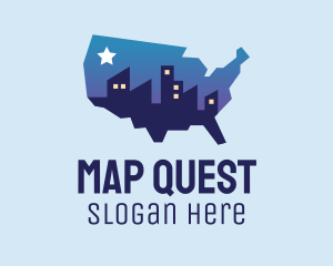 USA American Map City logo design