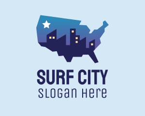 USA American Map City logo design