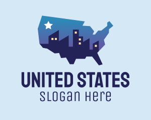 USA American Map City logo design