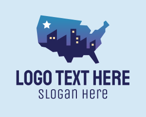 State - USA American Map City logo design