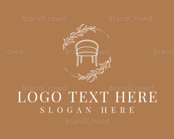 Floral Furniture Chair Design Logo