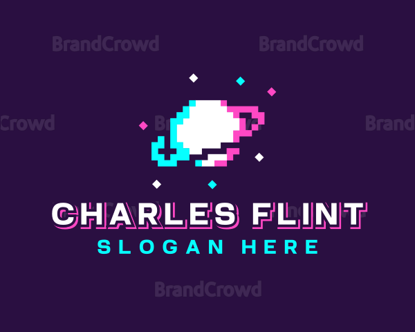 Retro Pixelated Planet Logo