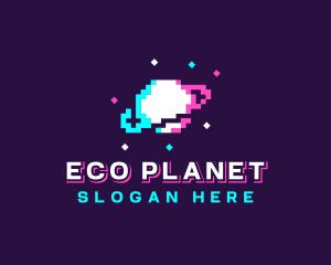 Retro Pixelated Planet logo design