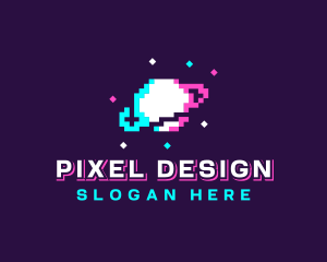 Retro Pixelated Planet logo design