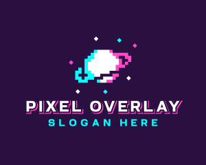 Retro Pixelated Planet logo design