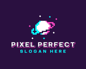 Retro Pixelated Planet logo design