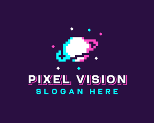 Retro Pixelated Planet logo design