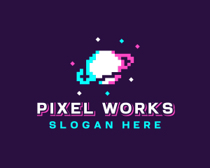 Pixel - Retro Pixelated Planet logo design