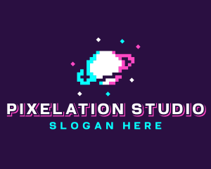 Retro Pixelated Planet logo design