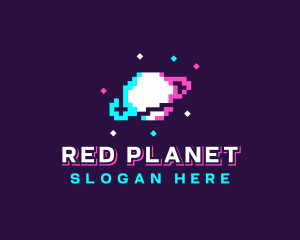 Retro Pixelated Planet logo design