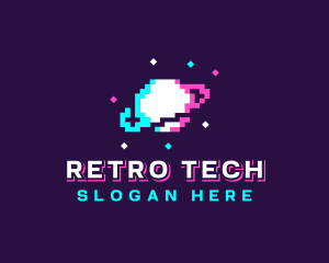 Retro Pixelated Planet logo design
