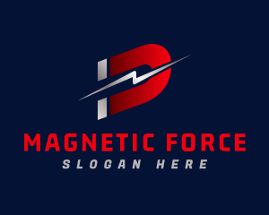 Electromagnet - Magnet Thunderbolt Letter D logo design