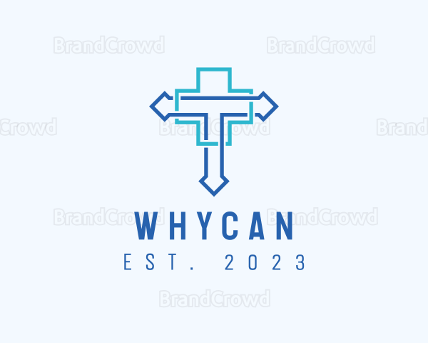 Blue Cross Letter T Logo