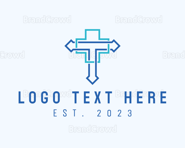 Blue Cross Letter T Logo