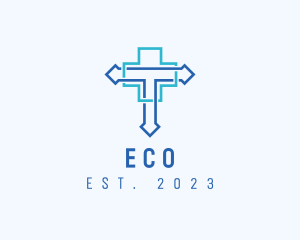 Paramedic - Blue Cross Letter T logo design