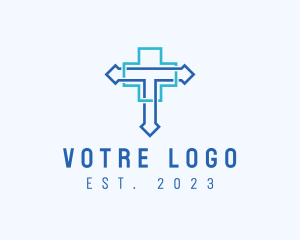 Care - Blue Cross Letter T logo design