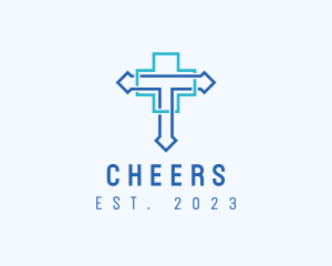 Drugstore - Blue Cross Letter T logo design