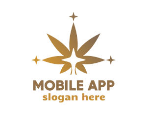 Gold Leaf - Sparkling Cannabis Leaf logo design