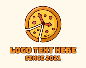 Fast Food - Clock Pizza Slice logo design