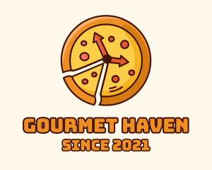 Clock Pizza Slice  logo design