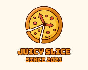 Clock Pizza Slice  logo design