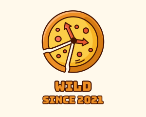 Kitchen - Clock Pizza Slice logo design