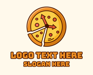 Clock Pizza Slice  Logo