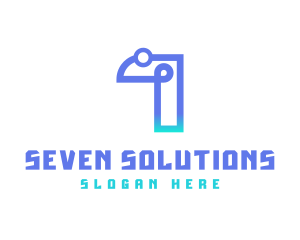 Seven - Abstract Tech Number 7 logo design