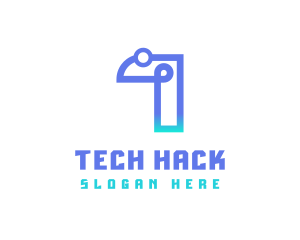 Hack - Abstract Tech Number 7 logo design