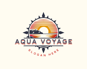 Compass Sunset Beach Voyage logo design