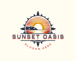 Compass Sunset Beach Voyage logo design