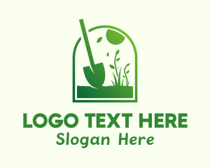 Yard Work - Green Garden Shovel Grass logo design